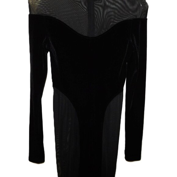 No. 1 Los Angeles Black BodySuit Velvet & Sheer Panels Size Small Sexy - Picture 8 of 14